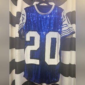 Blue Sequin Number 20 Jersey Dress